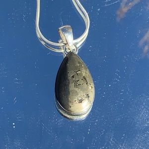 PYRITE IN BASALT 925 STERLING SILVER PENDANT